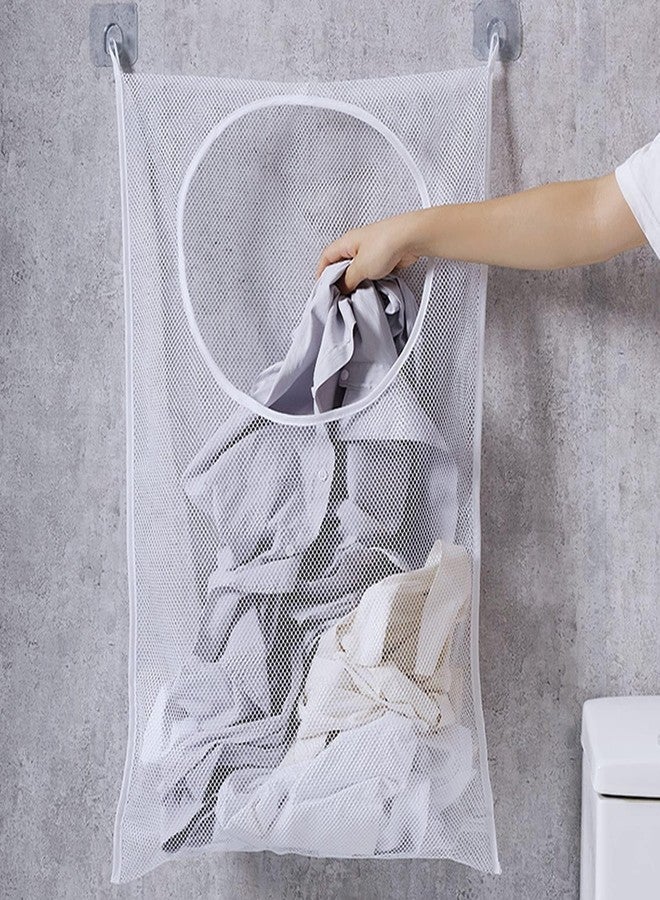 STARFLYER Hanging Laundry Bag for Clothes - Wall Mounted Mesh Laundry Basket with No-Drill Hooks, Large Dirty Clothes Laundry Bag, Space Saving Hamper for Bathroom Bedroom Home Storage.-multi color - Image 1